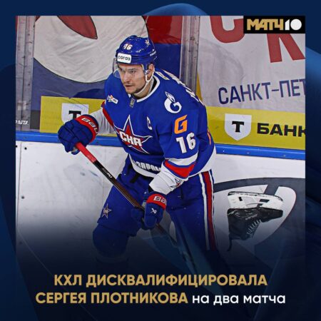 Сергей Плотников из СКА дисквалифицирован на два матча